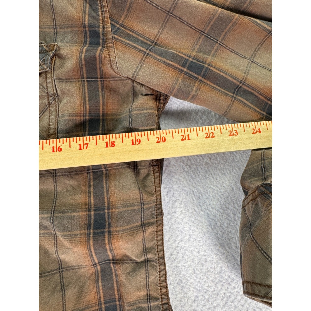 Rock 47 by Wrangler Mens Brown Plaid Western Snap Embroidered Shirt Large - Picture 7 of 7
